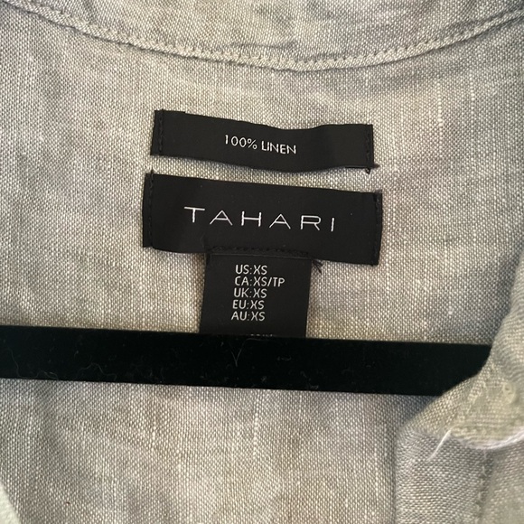 Tahari 100% Linen Preppy Tennis Minimalist Edwardian Button Front 90s Mini Dress - Picture 3 of 9